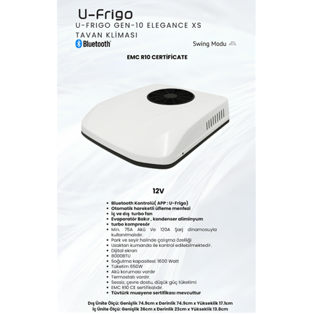 U - FRİGO TAVAN KLİMASI ( TEK FANLI ) TIR  KAMYON  YAT  TEKNE  KARAVAN  OTOMOBİL  MİNİBÜS (12 V)