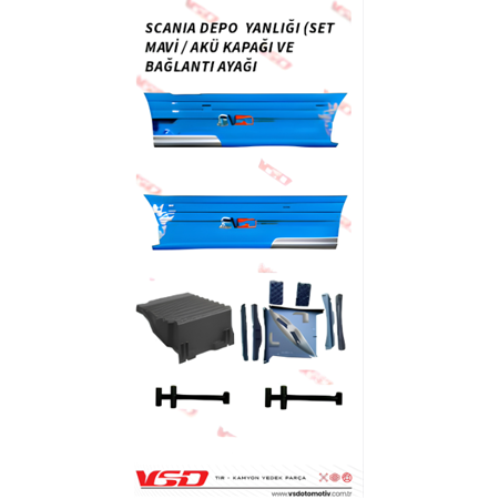 SCANIA DEPO YANLIĞI (SET - MAVİ / AKÜ KAPAĞI VE BAĞLANTI AYAĞI VSD101